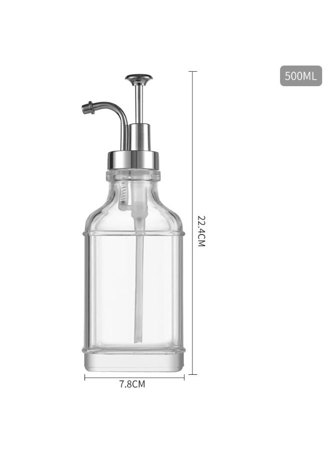 2 حزمة 16.9OZ مربع شراب القهوة موزع للشريط مع العلامات ومضخة الفضة ، موزع مضخة القهوة ، زجاجة شراب الزجاج ، 500ML (الفضة) - Image 2